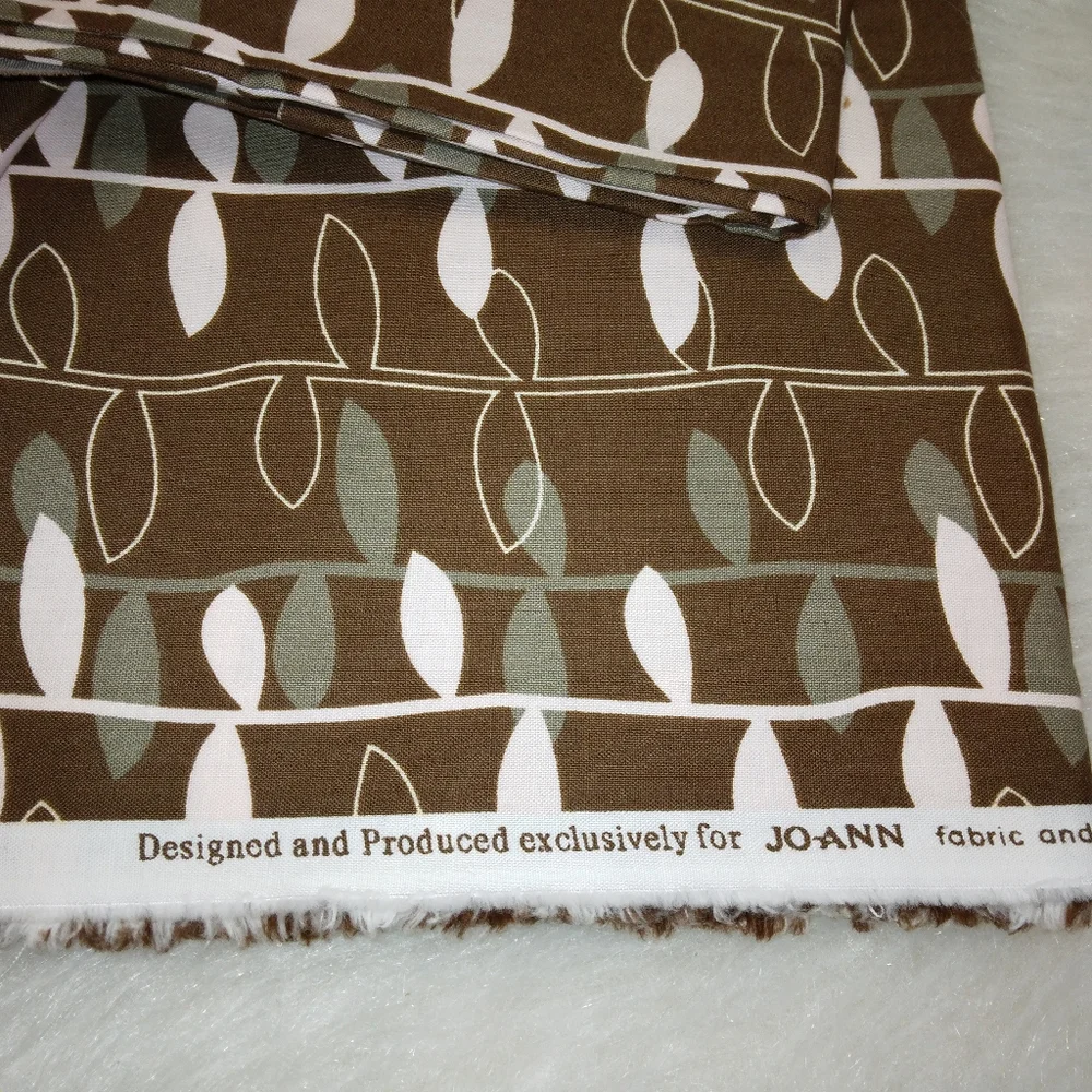 FABRIC 100% cotton Vertical vines on Brown, 1 yard plus 10 inches
